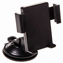 Держатель телефона на лобовое стекло и панель на присоске SKYWAY короткая жесткая ножка, черный /10